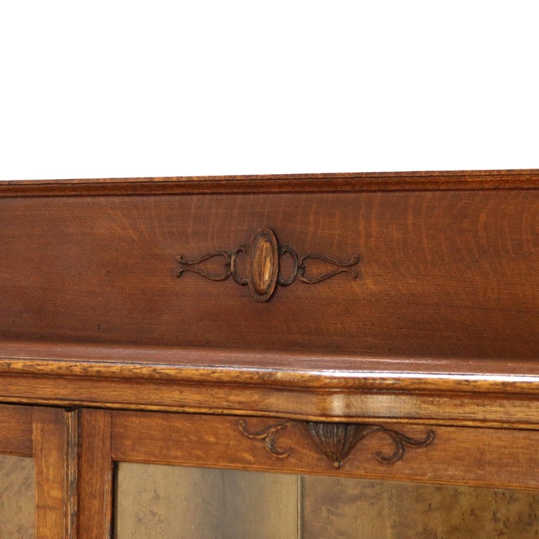 Oversized Antique RJ Horner Carved Oak Two Door Bookcase C1920