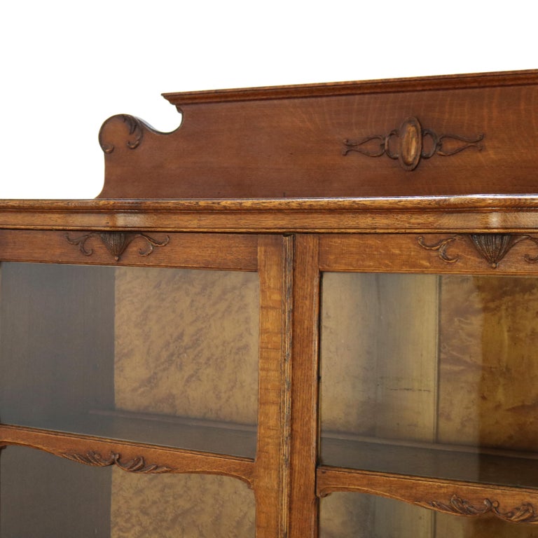 Oversized Antique RJ Horner Carved Oak Two Door Bookcase C1920