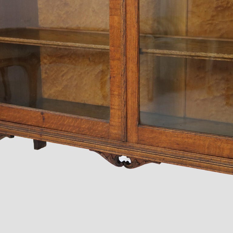Oversized Antique RJ Horner Carved Oak Two Door Bookcase C1920