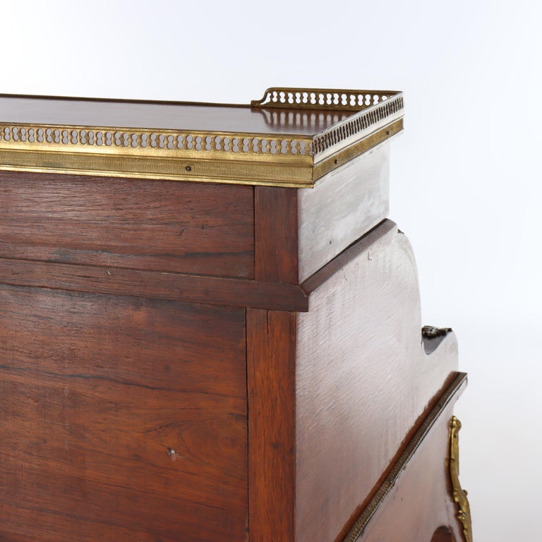 French Vernis Martin Decorated Louis XIV Mahogany & Ormolu Lady’s Roll Top Desk