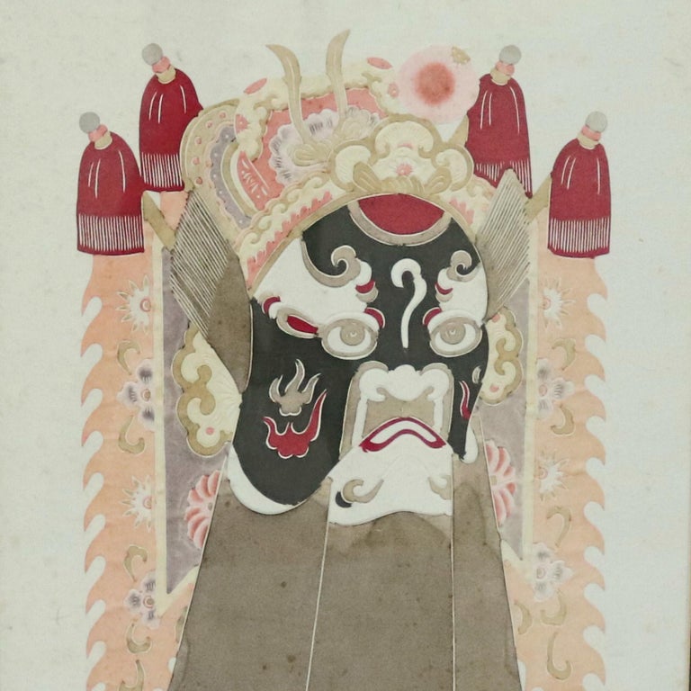 Chinese Mixed Media Print of Ceremonial Deity Mask, 20th Century