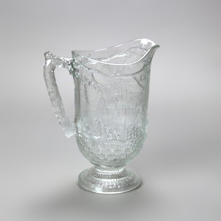 Four Antique Pressed Glass Water Pitchers 19thC