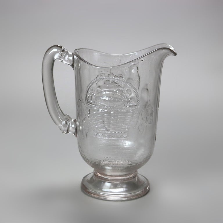 Four Antique Pressed Glass Water Pitchers 19thC