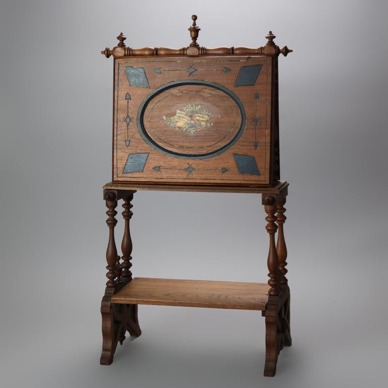 Antique Victorian Carved, Ebonized and Gilt Walnut Magazine Stand C1890