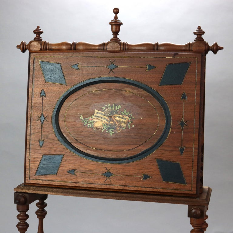 Antique Victorian Carved, Ebonized and Gilt Walnut Magazine Stand C1890