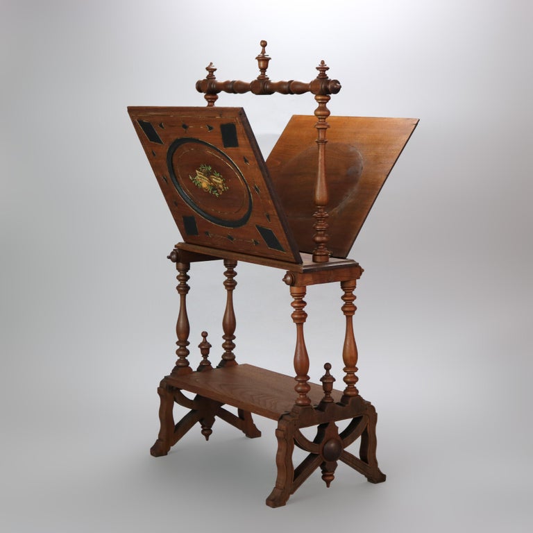 Antique Victorian Carved, Ebonized and Gilt Walnut Magazine Stand C1890