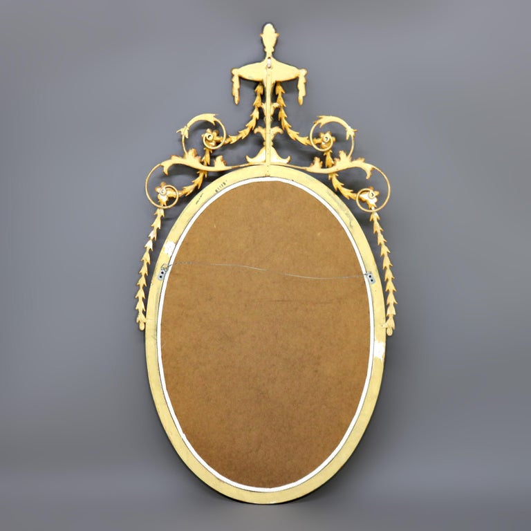 Antique Oversized French Giltwood Wall Mirror with Silver Embellishments