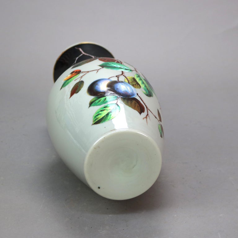 Three Antique Floral Hand Painted & Gilt Vases C1890