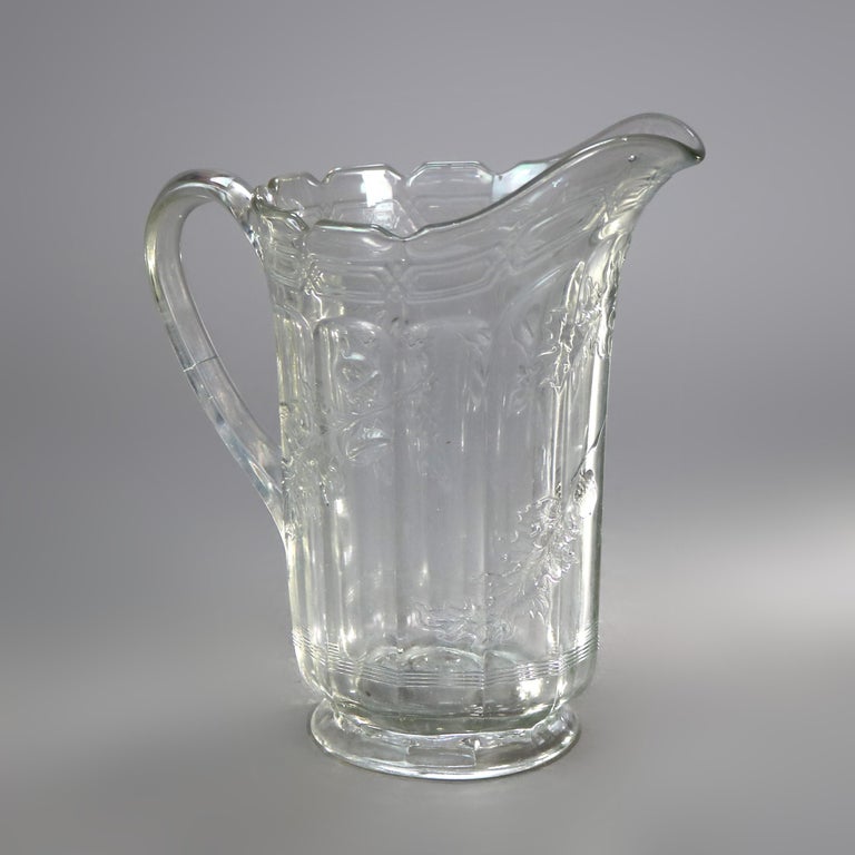 Four Antique Pressed Glass Water Pitchers 19thC