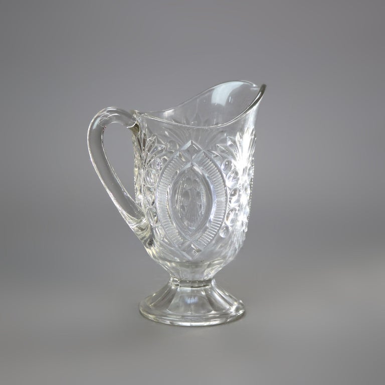 Four Antique Pressed Glass Water Pitchers 19thC