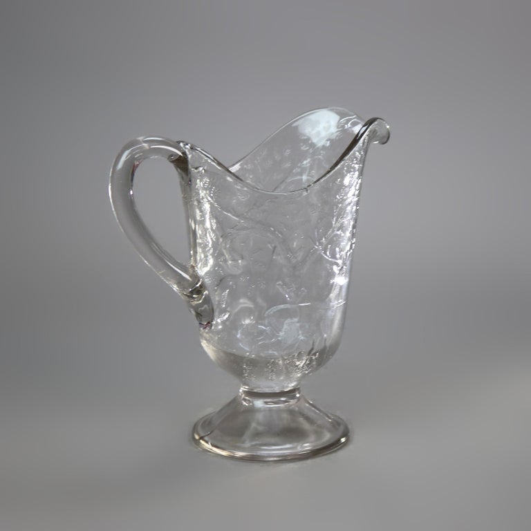 Four Antique Pressed Glass Water Pitchers 19thC