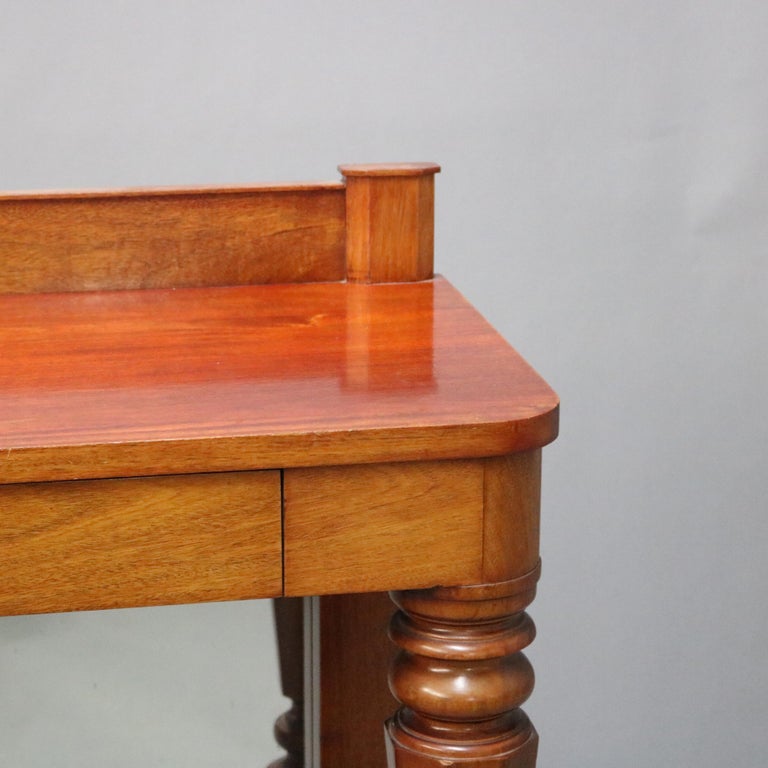 Antique Classical Empire Mahogany Mirrored Pier Table with Balustrade Legs C1900