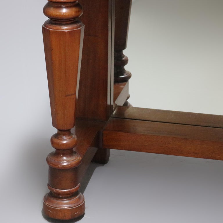 Antique Classical Empire Mahogany Mirrored Pier Table with Balustrade Legs C1900