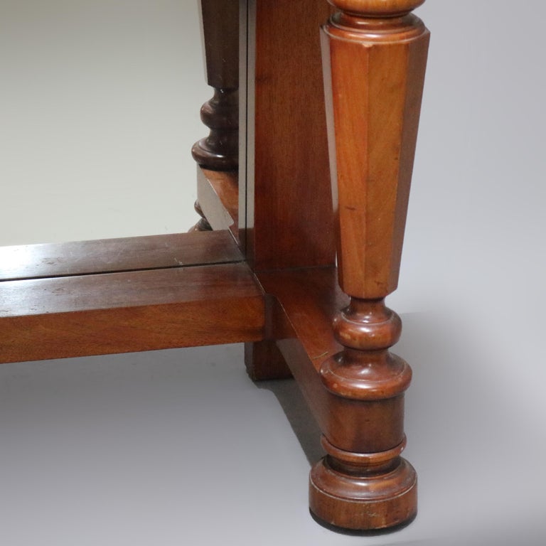 Antique Classical Empire Mahogany Mirrored Pier Table with Balustrade Legs C1900