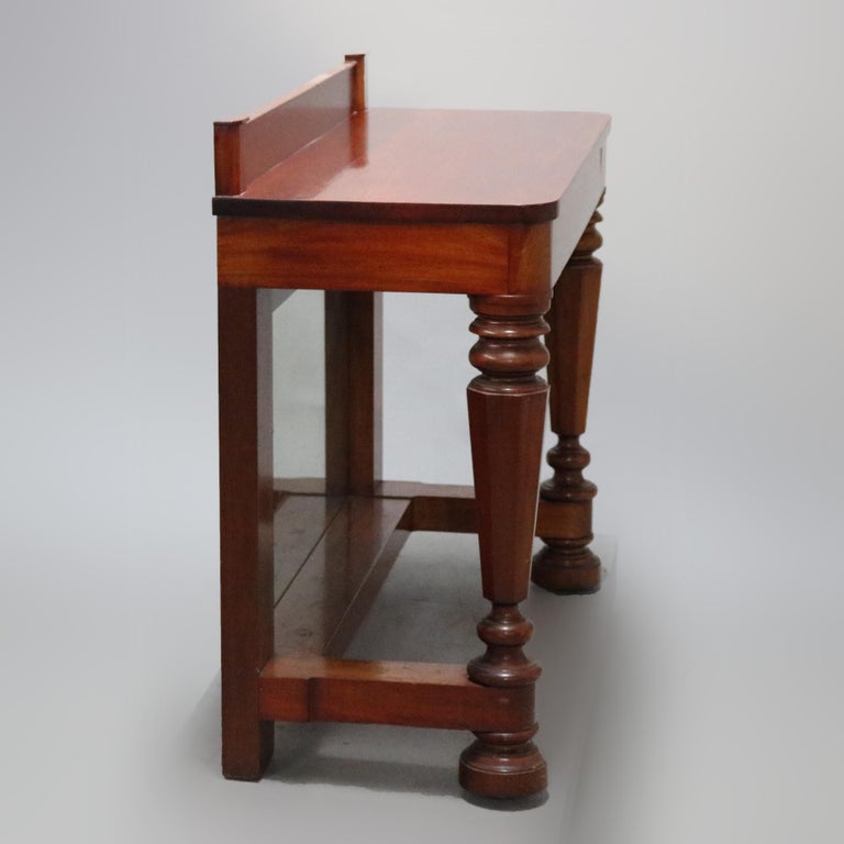 Antique Classical Empire Mahogany Mirrored Pier Table with Balustrade Legs C1900
