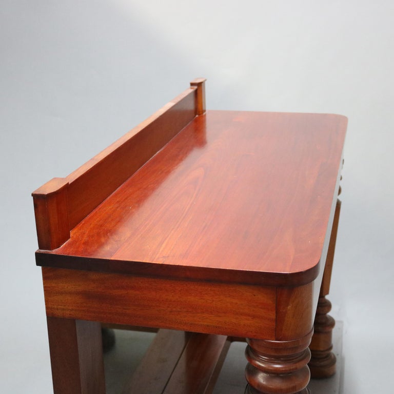 Antique Classical Empire Mahogany Mirrored Pier Table with Balustrade Legs C1900