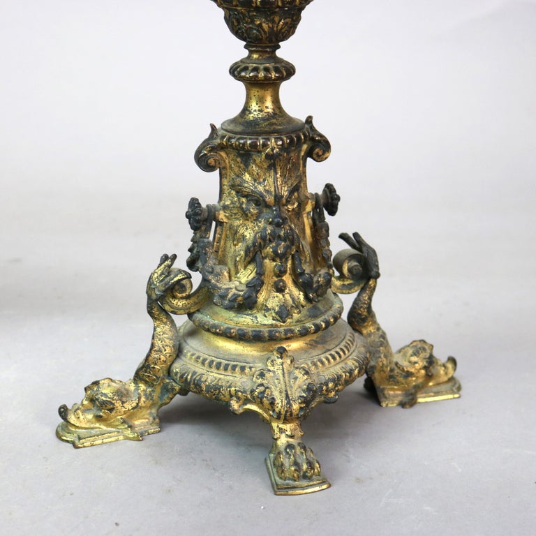 Antique Figural Bronze & Gilt Finish Six-Candle Wind God Candelabras C1890