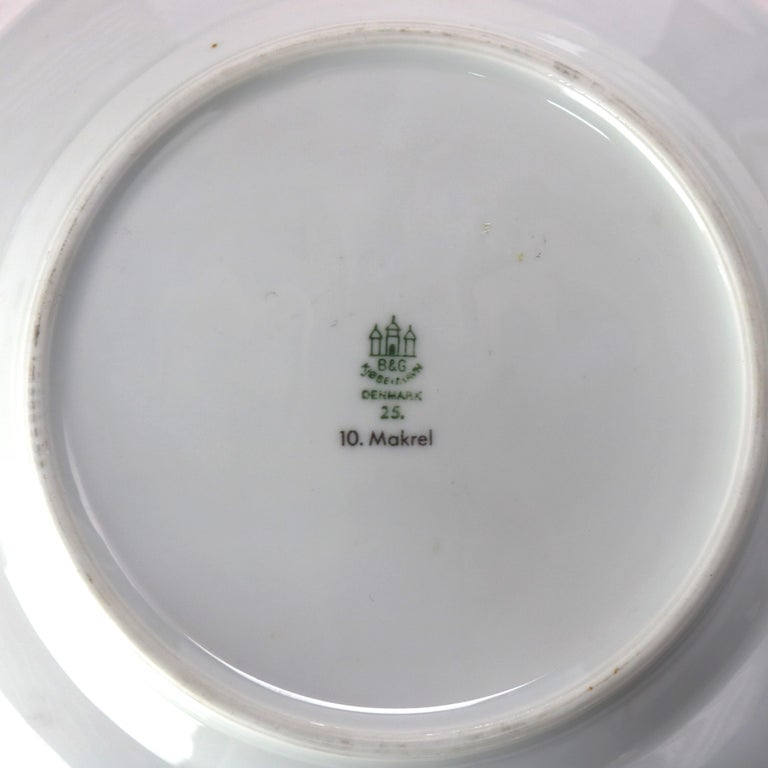 Six Pieces Antique Bing & Grondahl Porcelain Plates with Fish Pattern C1920