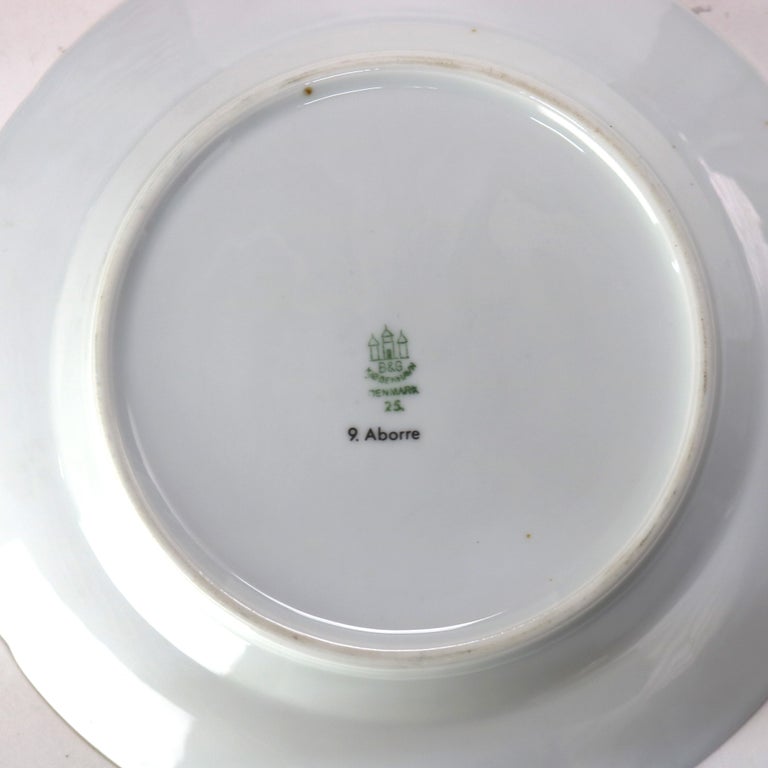 Six Pieces Antique Bing & Grondahl Porcelain Plates with Fish Pattern C1920