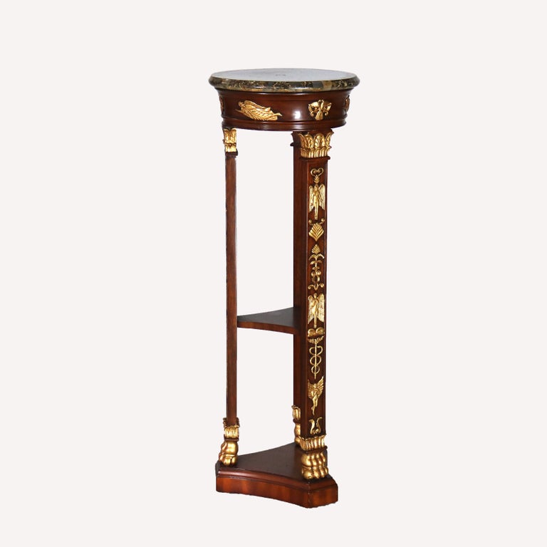 Maitland Smith French Empire Style Mahogany and Figural Ormolu Sculpture Stand