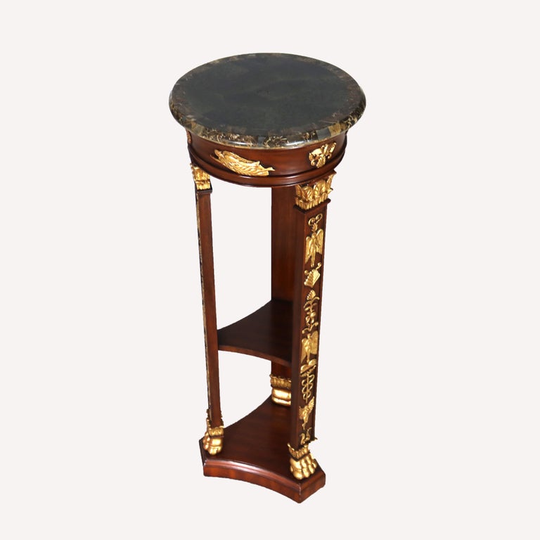 Maitland Smith French Empire Style Mahogany and Figural Ormolu Sculpture Stand