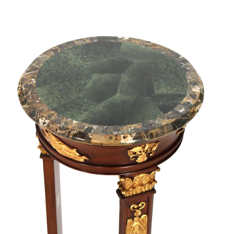 Maitland Smith French Empire Style Mahogany and Figural Ormolu Sculpture Stand