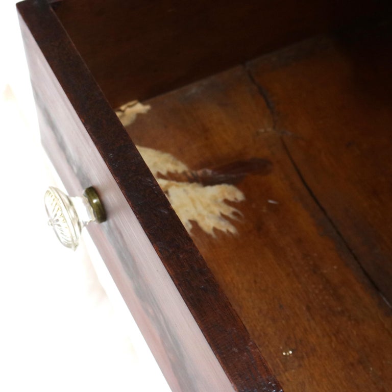 Antique Empire Neoclassical Carved Flame Mahogany Claw Foot Dresser C1890