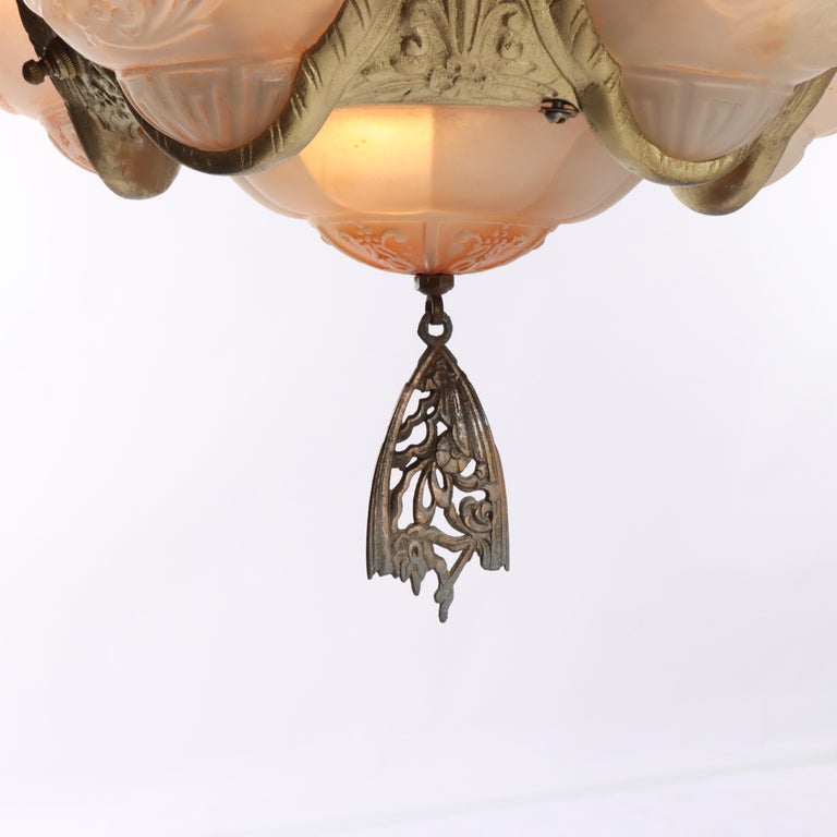 Antique Art Deco Slip Shade Hanging Light C1930