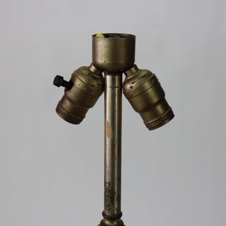 Antique Bradley & Hubbard School Lighted Base Slag Glass Table Lamp c1920