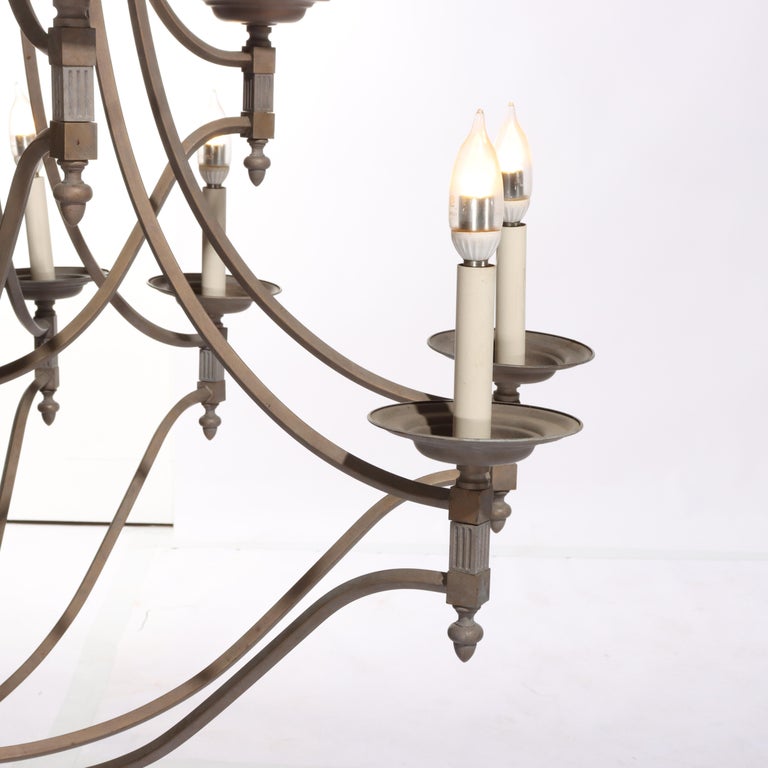 Oversized 12-Arm Iron Chandelier, 20th C