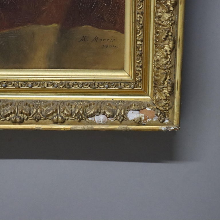 Gilt Framed Oil On Canvas Music Themed Painting With Banjo By M. Morris C1886