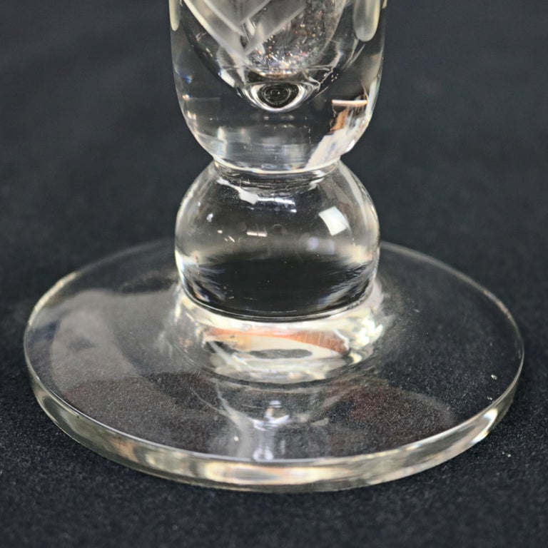 Pair of Cut & Etched Glass Vases with Floral Design, 20thC