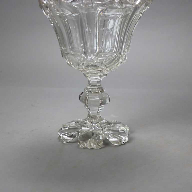 Antique Emhart Cut Glass Lidded Compote C1840