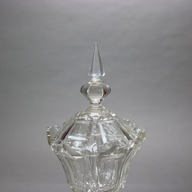 Antique Emhart Cut Glass Lidded Compote C1840