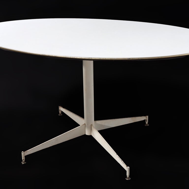 Mid Century Modern Chrome & Wood White Finish Surfboard Cafe Table C1960