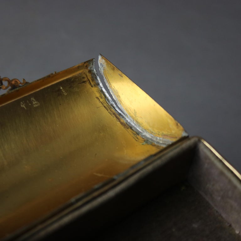 Antique Apollo Studio Jeweled & Footed Gilt Metal Box C1910