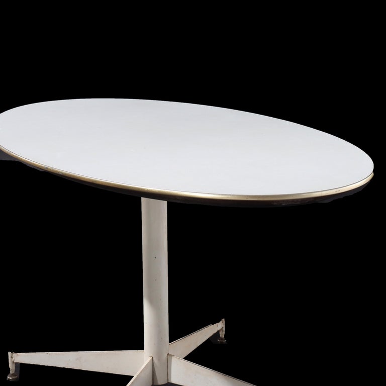 Mid Century Modern Chrome & Wood White Finish Surfboard Cafe Table C1960