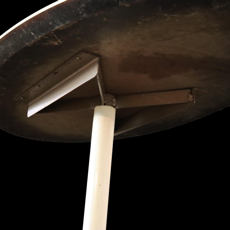 Mid Century Modern Chrome & Wood White Finish Surfboard Cafe Table C1960