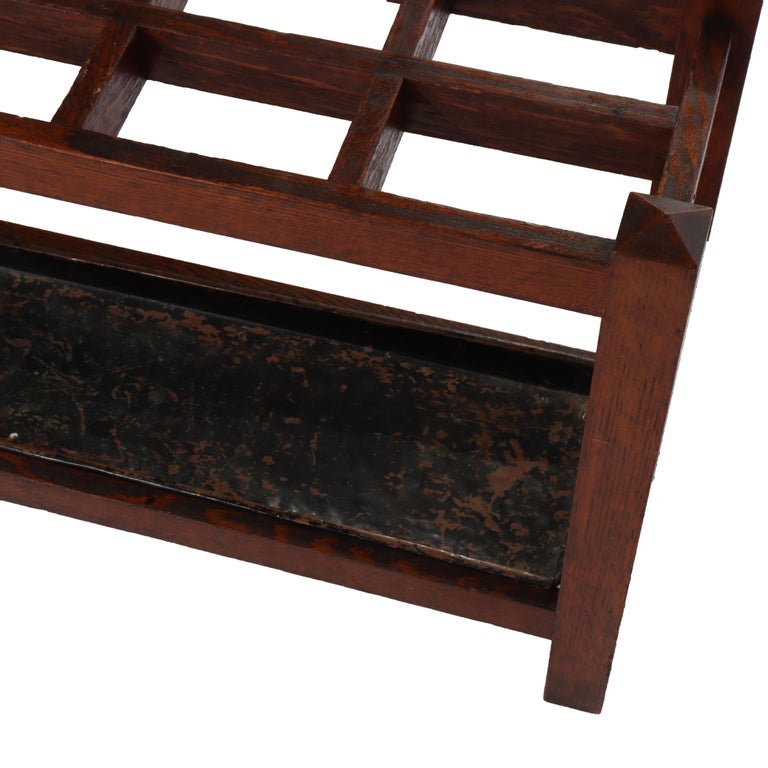 Oversized Antique Stickley School Arts & Crafts Oak Umbrella Stand c1920