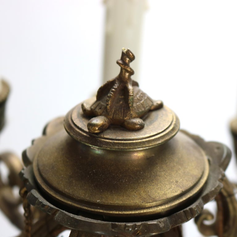 Antique Classical Bronze Sculptural Eight Light Candelabra C1890
