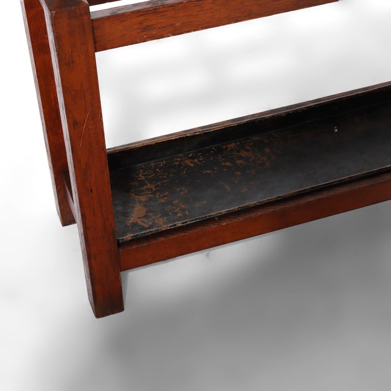 Oversized Antique Stickley School Arts & Crafts Oak Umbrella Stand c1920