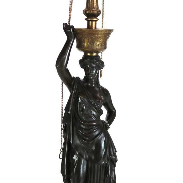 Antique Classical Bronze Sculptural Eight Light Candelabra C1890