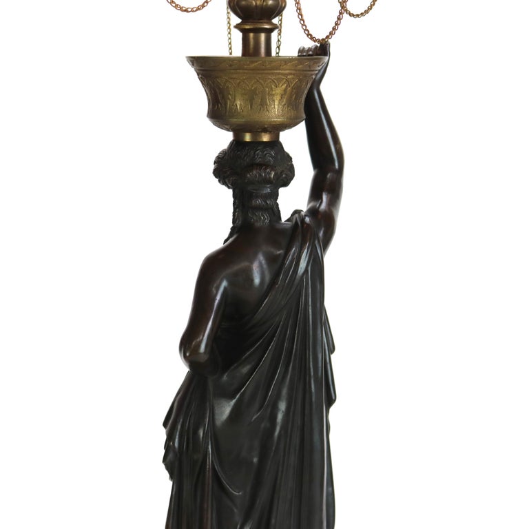 Antique Classical Bronze Sculptural Eight Light Candelabra C1890