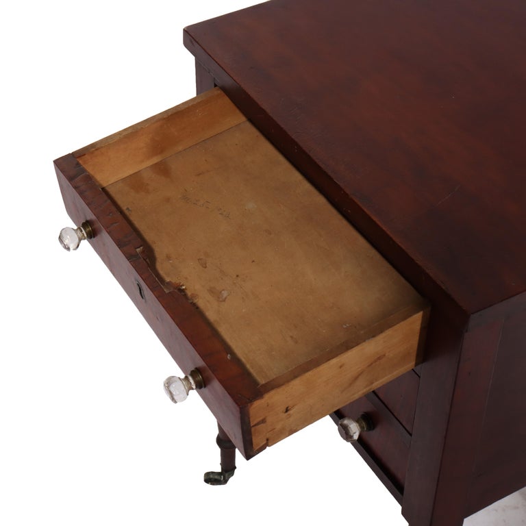 Sheraton Cherry & Tiger Maple Three-Drawer Sewing Stand C1830