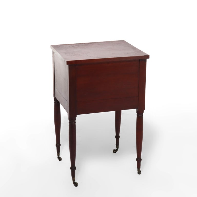 Sheraton Cherry & Tiger Maple Three-Drawer Sewing Stand C1830