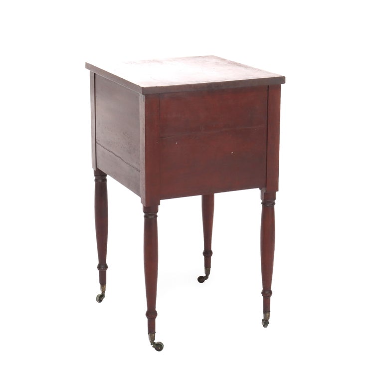 Sheraton Cherry & Tiger Maple Three-Drawer Sewing Stand C1830