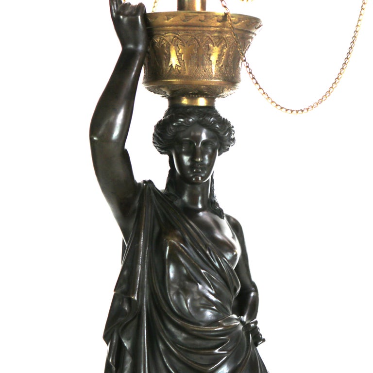 Antique Classical Bronze Sculptural Eight Light Candelabra C1890