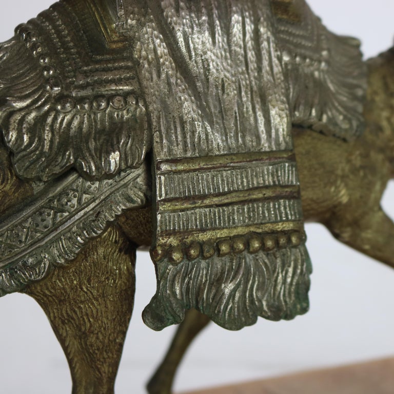 Antique Egyptian Revival Silver & Gilt Finished Sculpture of Camel & Rider C1900