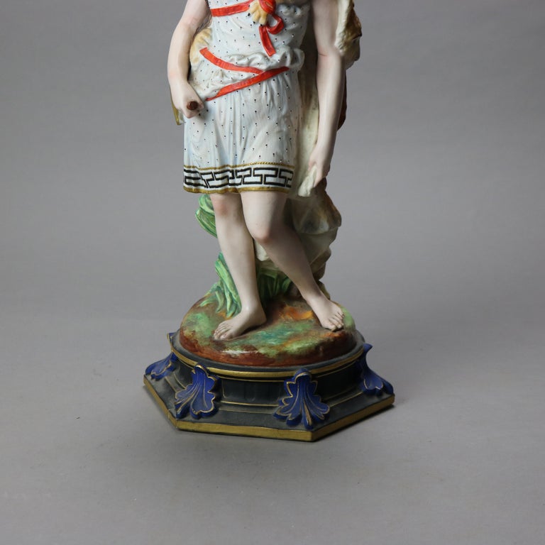 Antique Sevres School Hand Painted Classical Porcelain Figures of Man & Woman