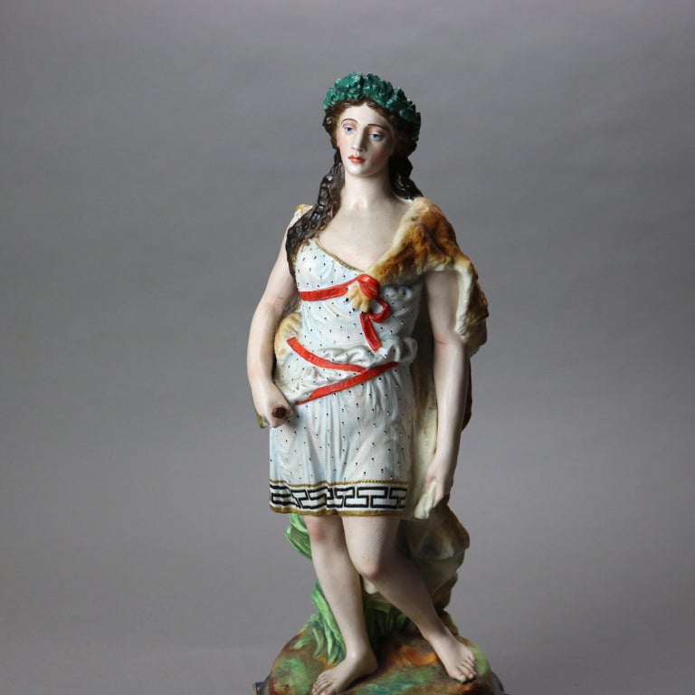 Antique Sevres School Hand Painted Classical Porcelain Figures of Man & Woman